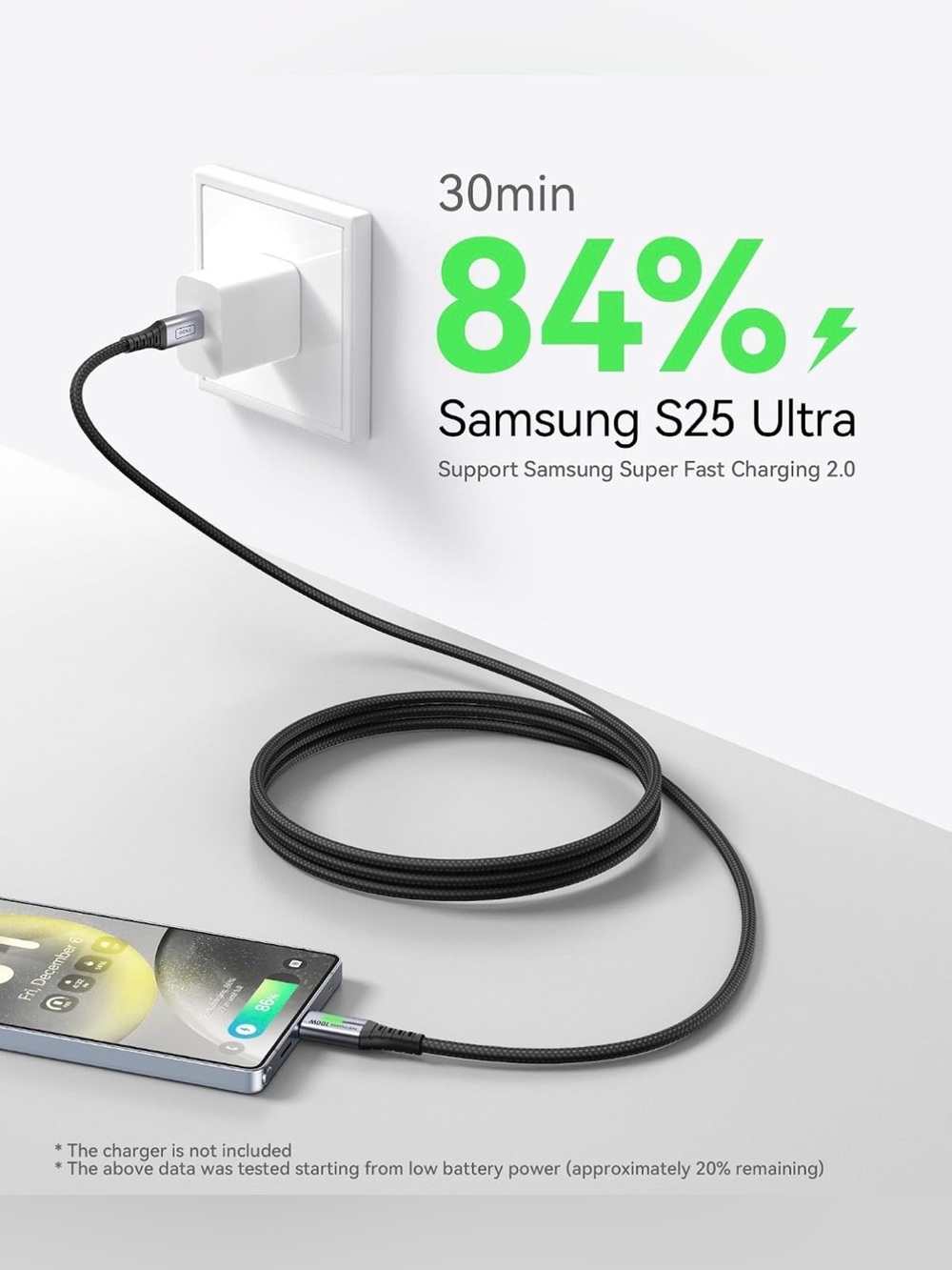 100W Fast Charge USB-C to USB-C Cable - Picture 3 of 8
